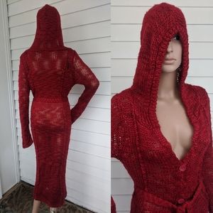 Red Maxi Cardigan S Long Dance in Paris